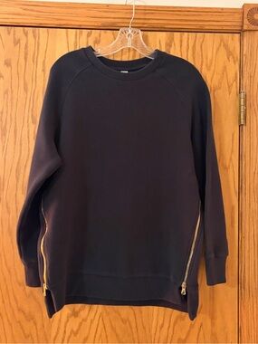 Varley Black Crewneck Pullover with Gold Zip Details